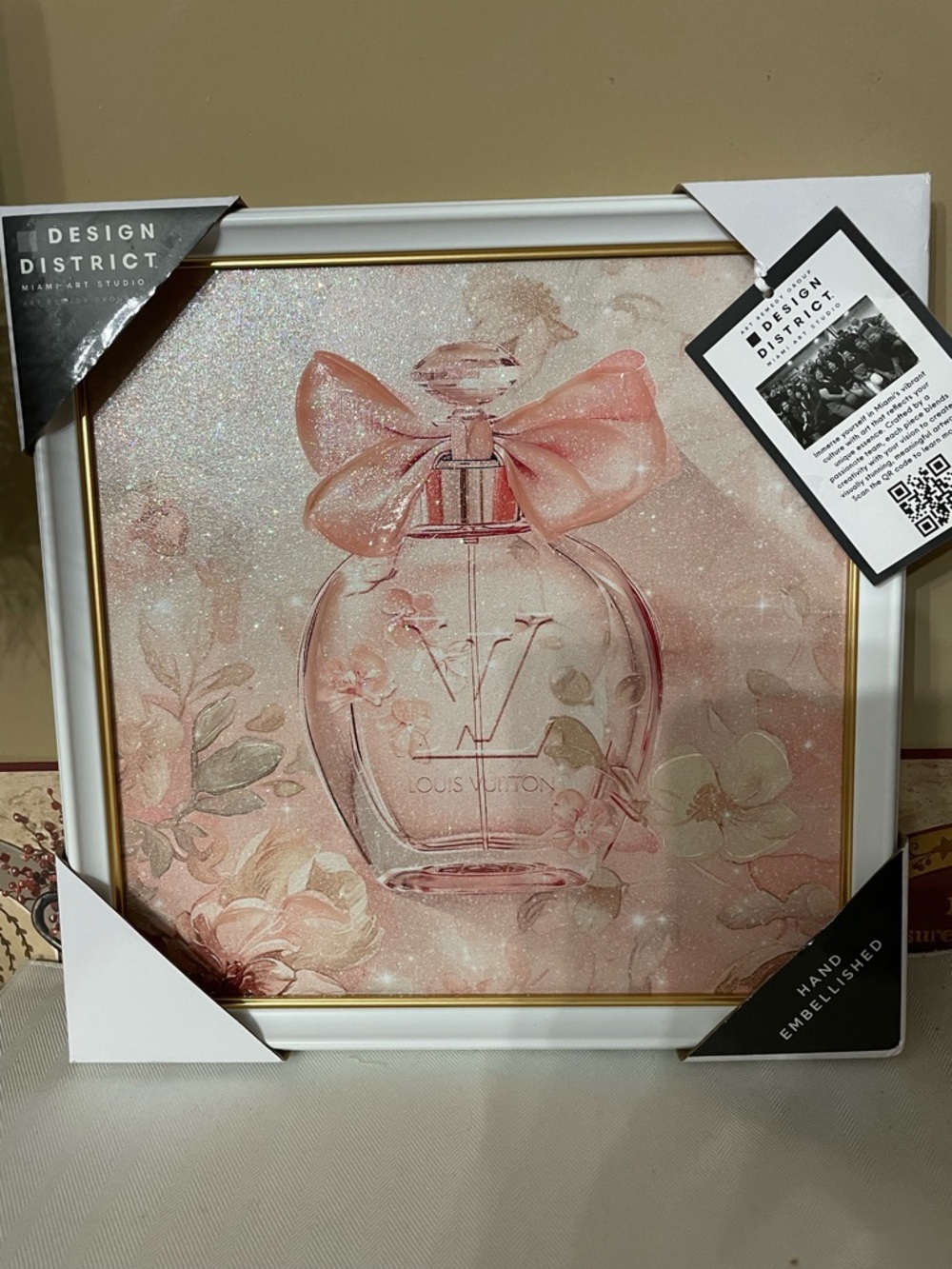 Design District luxury Pink Floral Perfume Bottle wall Art Print